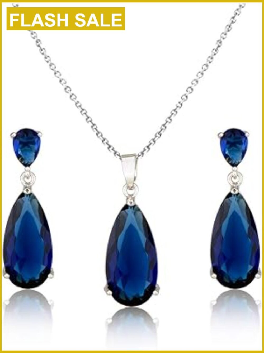 Teardrop Cubic Zirconia Bridal Necklace & Earrings Set